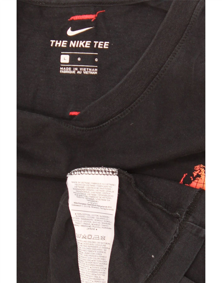 Męski T-shirt z grafiką Nike, duży, czarny, bawełniany