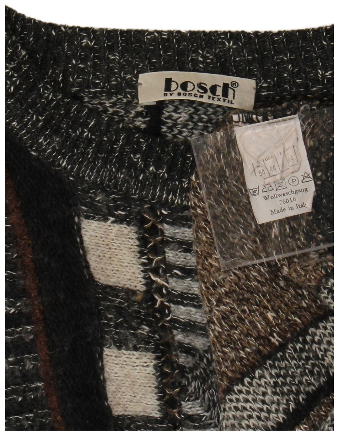 Męski sweter z okrągłym dekoltem VINTAGE UK 44 XL w wielokolorowe paski