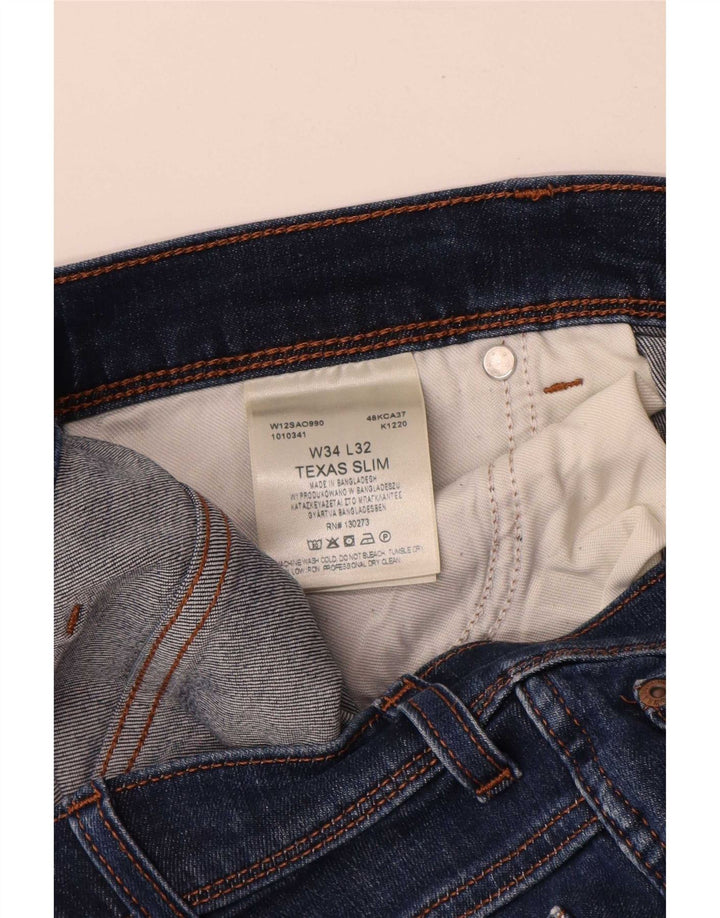 Wrangler Męskie jeansy Texas Slim W34 L32 Niebieskie bawełniane