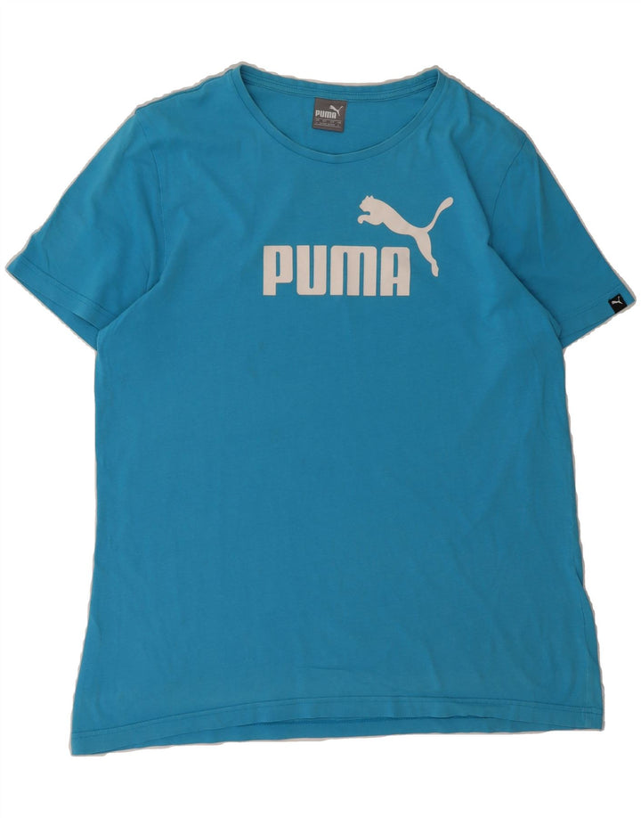 PUMA Mens Graphic T-Shirt Top Large Blue Vintage Puma and Second-Hand Puma from Messina Hembry 