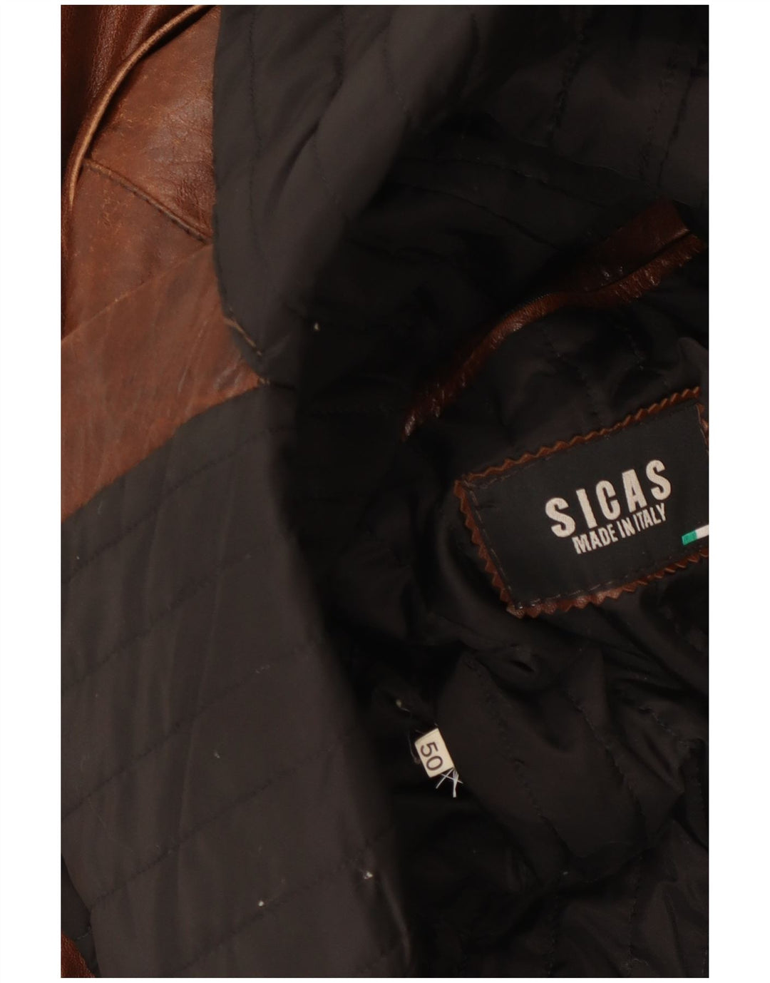 VINTAGE Męski wojskowy płaszcz skórzany z podwójnymi piersiami IT 50, duży, brązowy