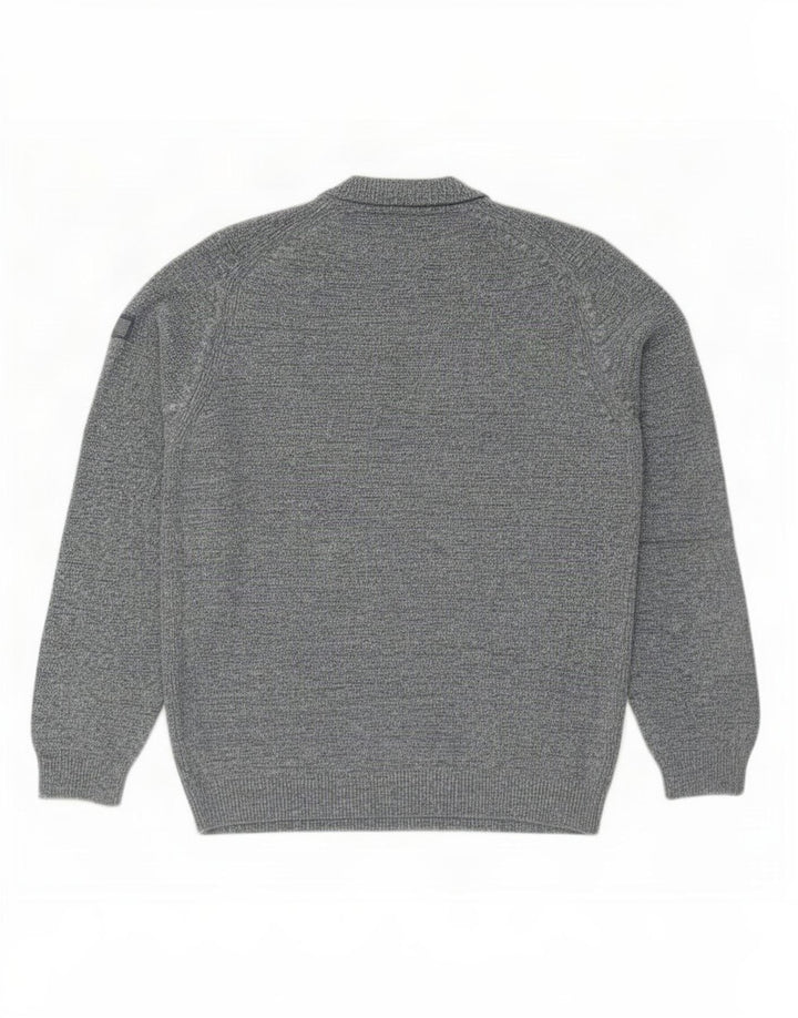 Camel Active Męski sweter z okrągłym dekoltem, duży, niebieski, bawełniany w cętki