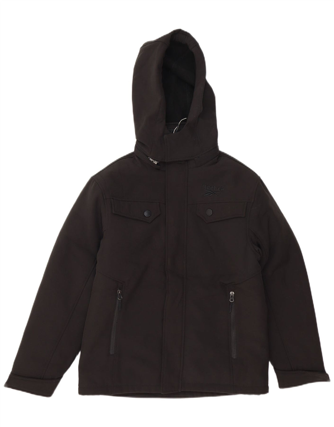 REEBOK Chłopięca kurtka wiatrówka z kapturem, 10-11 lat, czarna, poliester