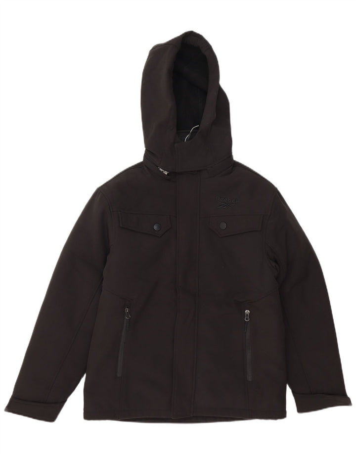 REEBOK Chłopięca kurtka wiatrówka z kapturem, 10-11 lat, czarna, poliester