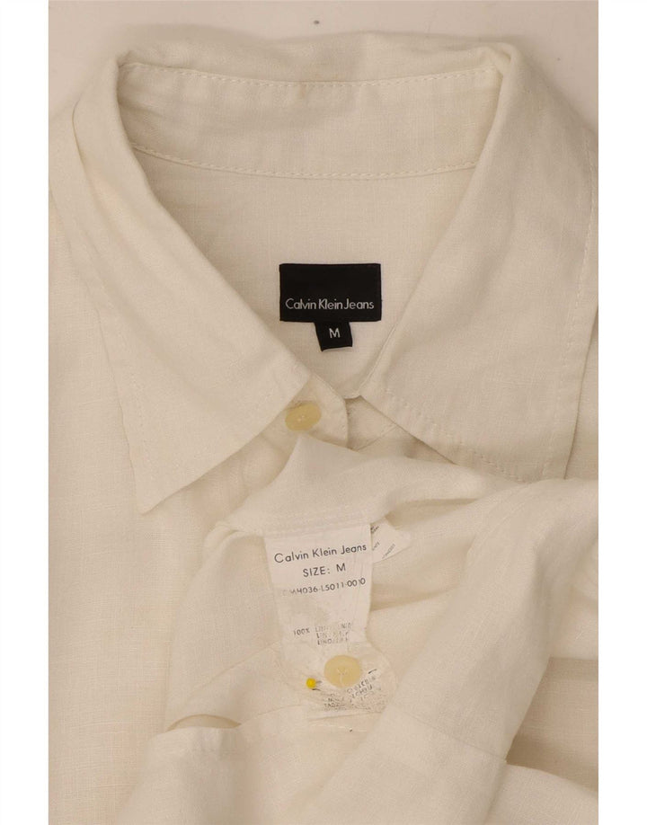 Koszula męska Calvin Klein Jeans, średnia, biała lniana