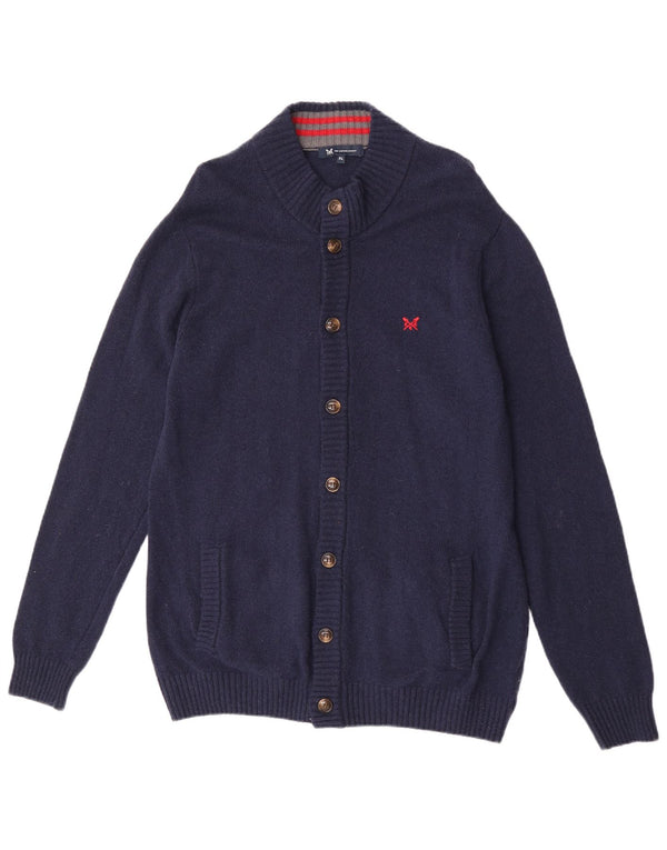 Crew Clothing Męski sweter kardigan XL granatowy z owczej wełny