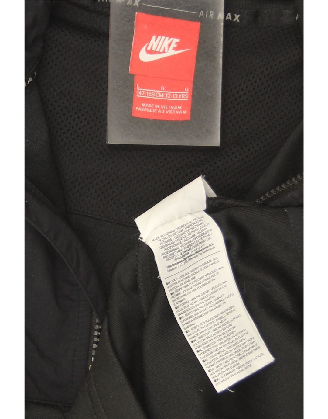 Chłopięcy sweter z kapturem i zamkiem błyskawicznym Nike, rozmiar 12-13 lat, czarny, poliester