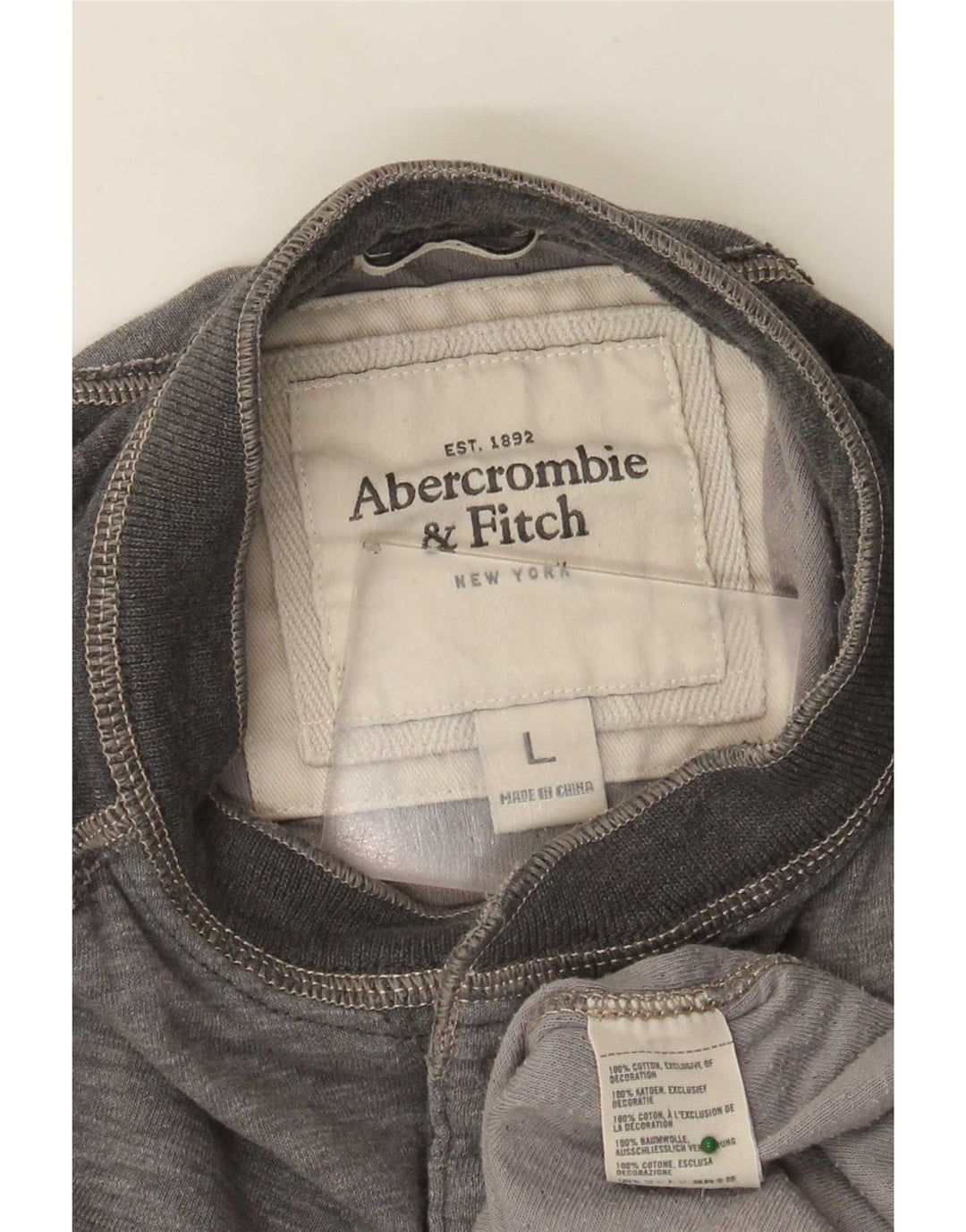 Męski top z rękawami 3/4 Abercrombie & Fitch, duży, szary, bawełniany