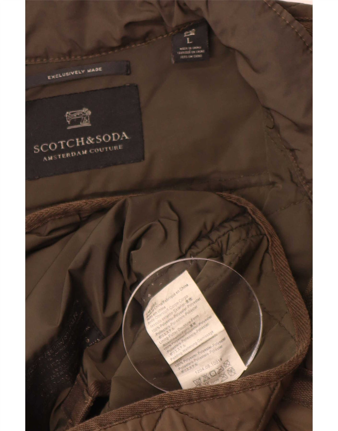 Męska pikowana kurtka Scotch & Soda UK 40, duża, khaki, poliester