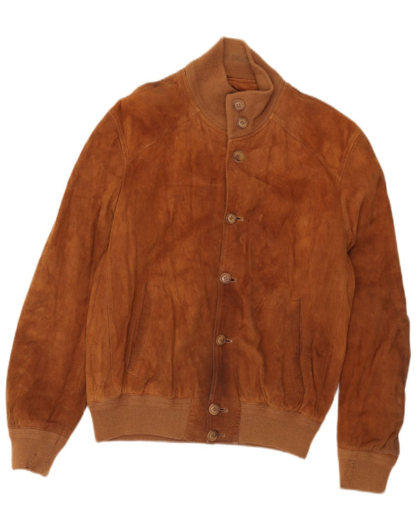 Vintage męska zamszowa kurtka bomber IT 50 duża brązowa skóra