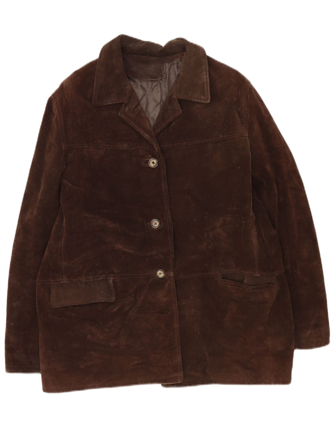 Damska kurtka zamszowa w stylu vintage IT 46, duża brązowa skóra