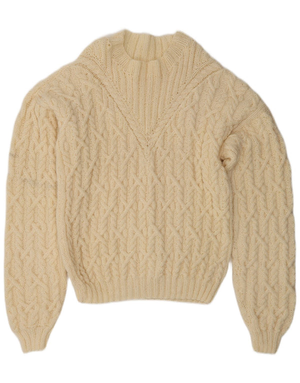 Sweter damski w stylu vintage z golfem UK 18 XL Off White