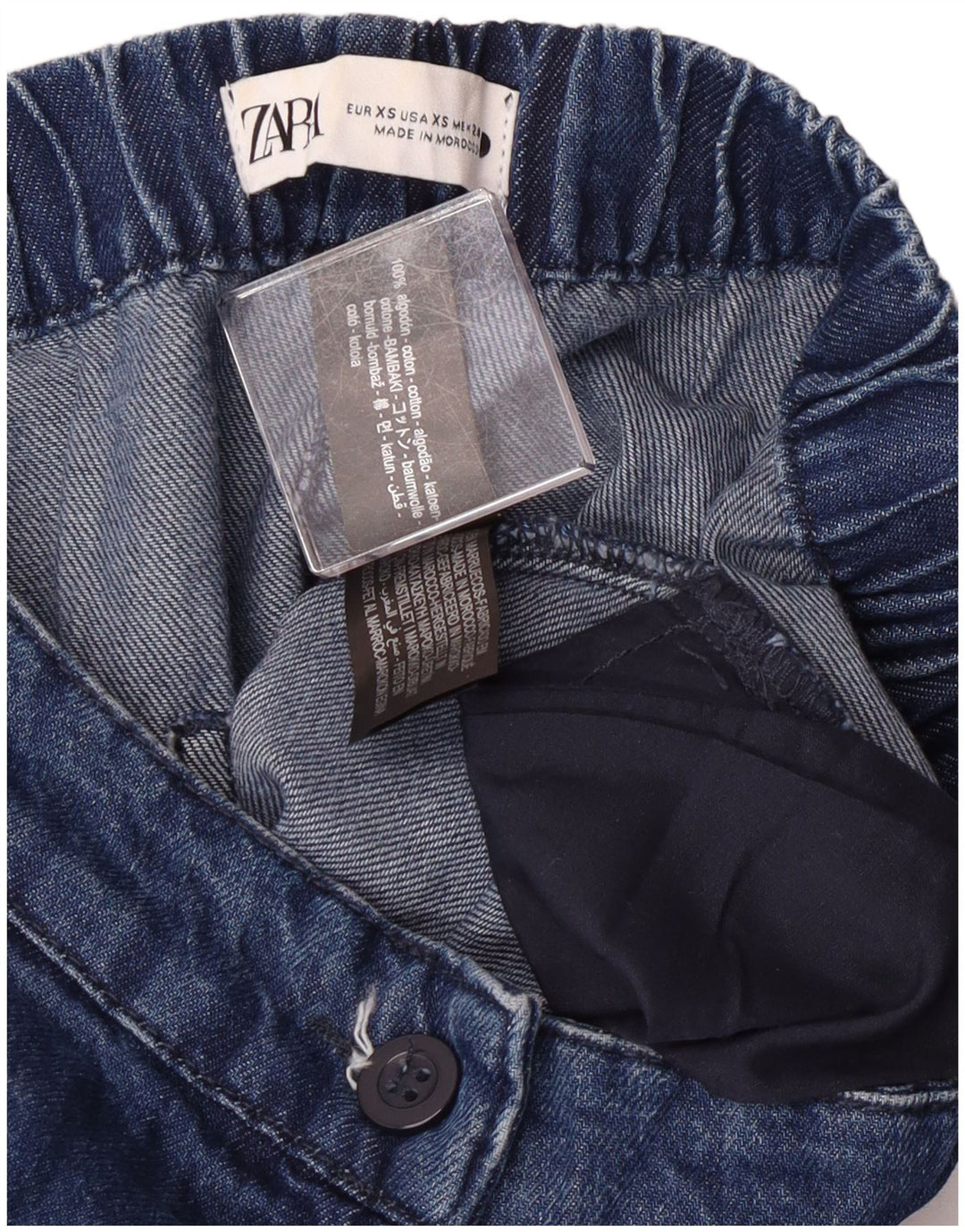 Damskie jeansy z szeroką nogawką Zara XS W24 L25 Niebieskie bawełniane