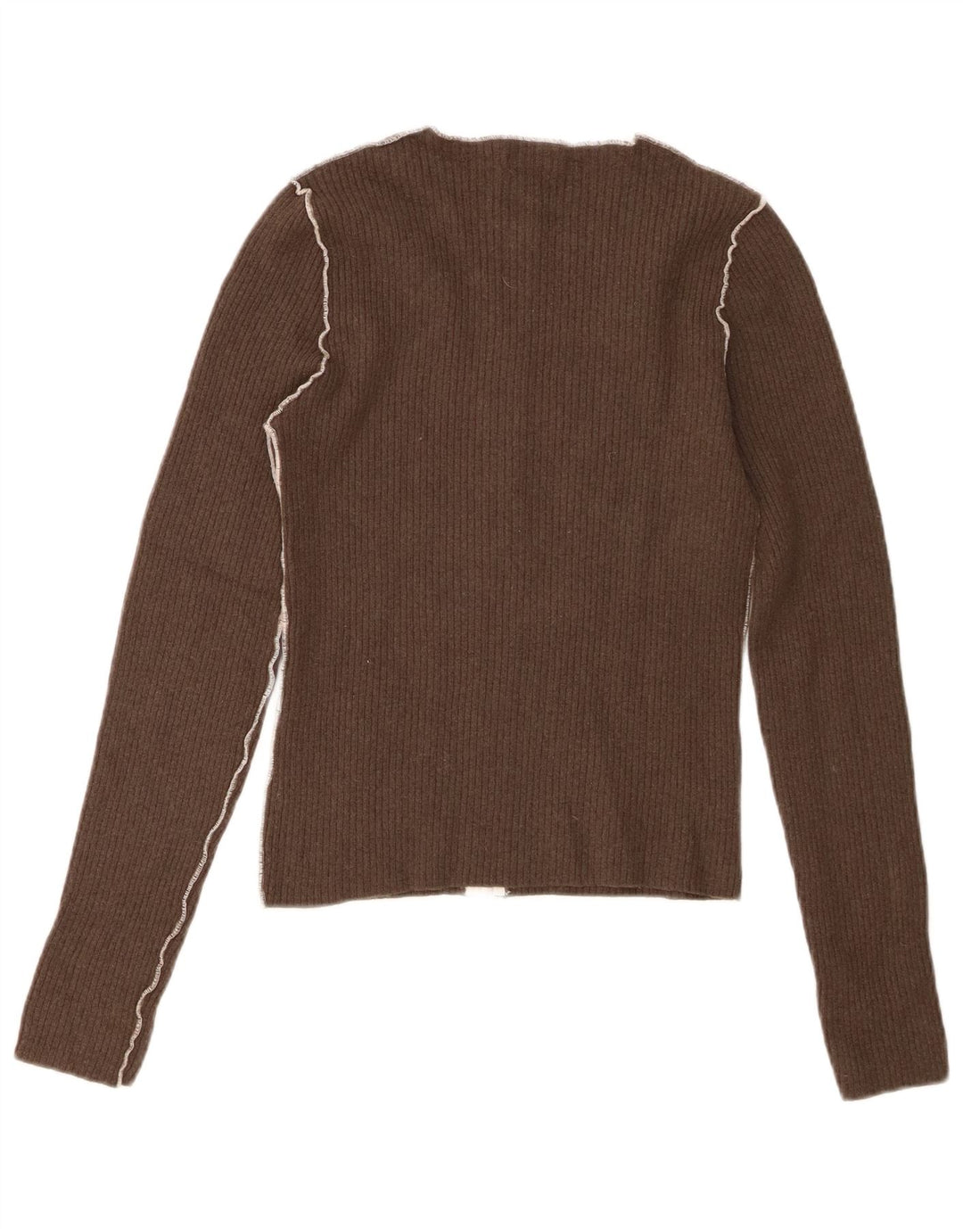 Damski sweter zapinany na zamek Zara UK 12 Średni brązowy wełniany