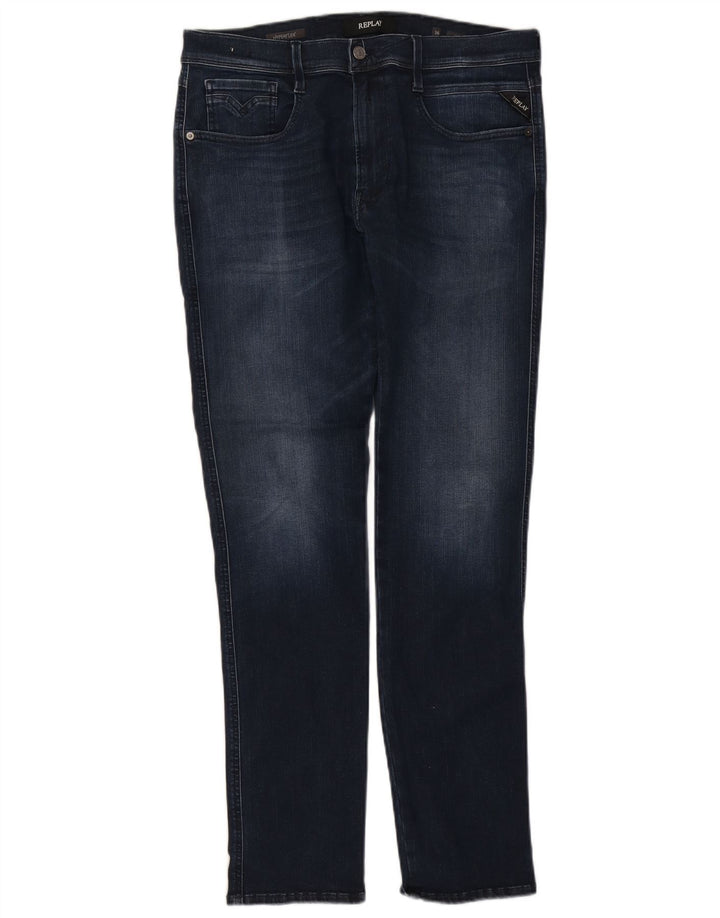 Jeansy damskie REPLAY Flex Slim W36 L34 Granatowa bawełna