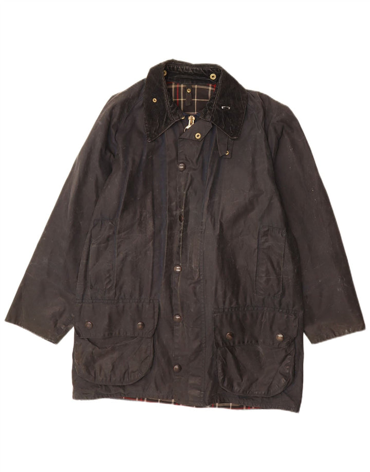 BARBOUR Męska kurtka z woskowanej bawełny Beaufort UK 38, mała, granatowa, bawełniana