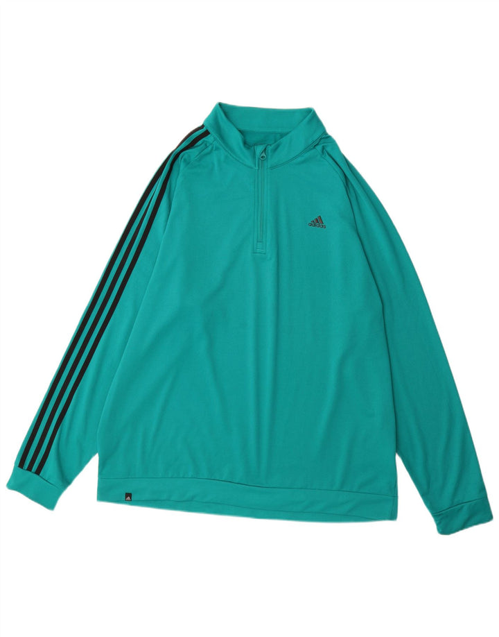 Męski dres ADIDAS z zamkiem błyskawicznym, top XL, turkusowy poliester
