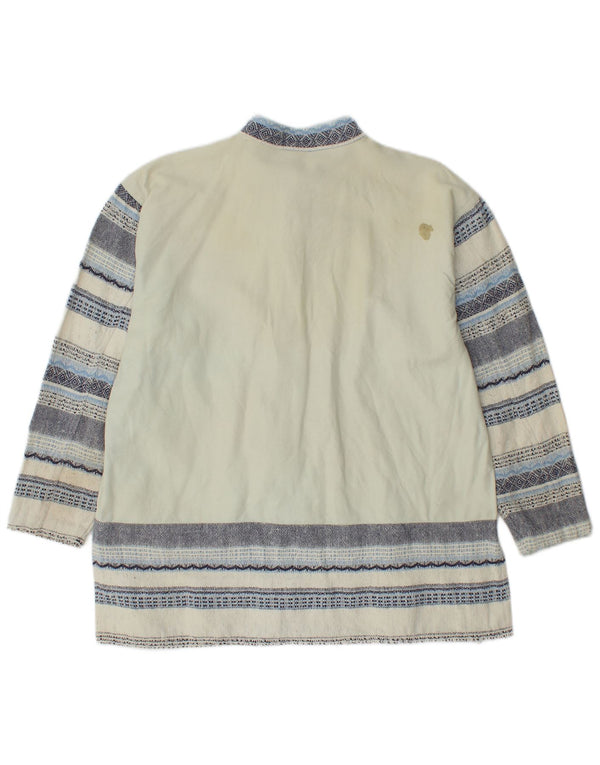 Damska bluzka z długim rękawem w stylu vintage, UK 12/14, średnie złamane białe paski