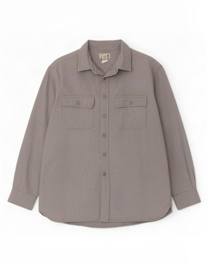 Męska koszula flanelowa L.L.Bean, średnioszara, bawełniana