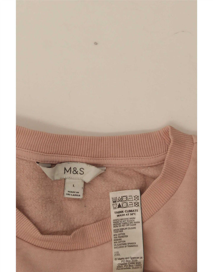 Marks & Spencer Damski sweter oversize UK 16, duży, różowy, bawełniany