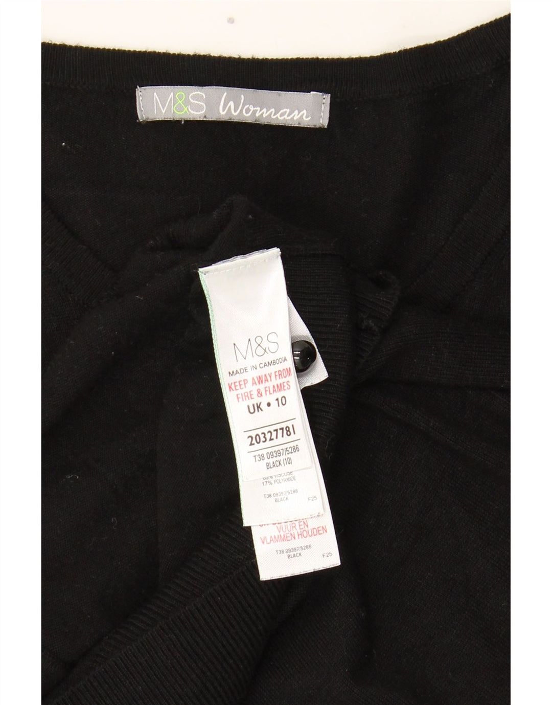 Marks & Spencer Damski sweter kardigan UK 10 Small, czarna wiskoza
