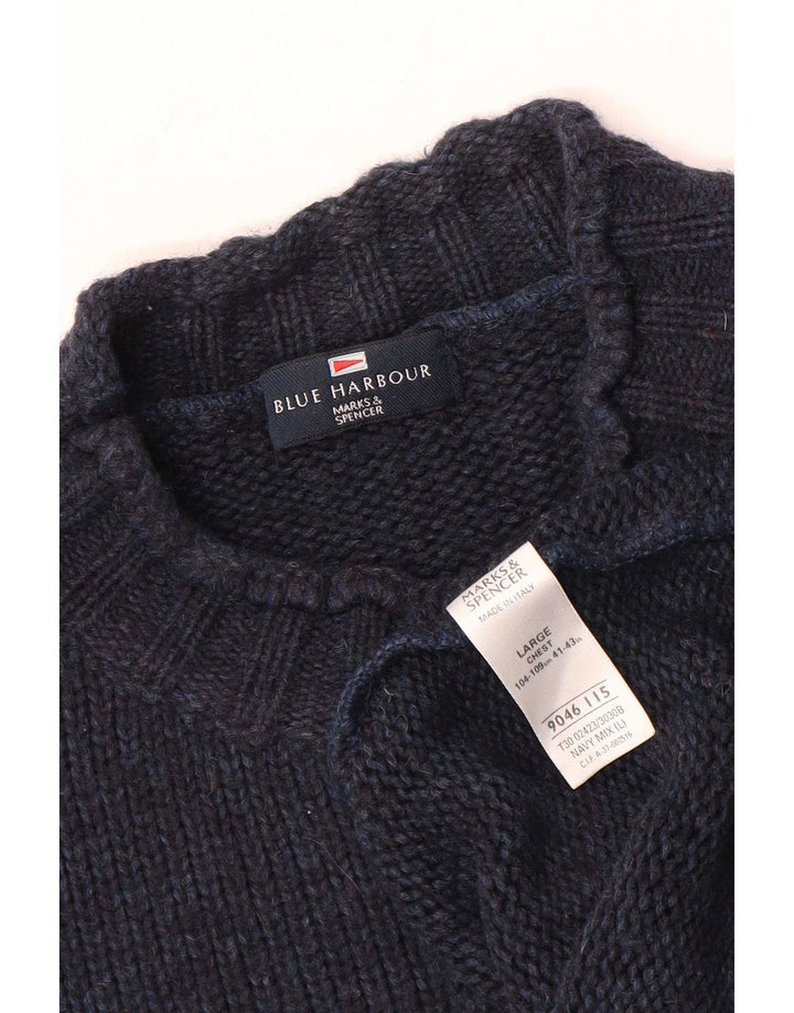Marks & Spencer Męski sweter z golfem w kolorze niebieskim, duży, granatowy