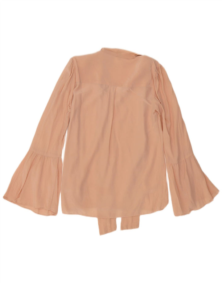 Damska bluzka Michael Kors z długim rękawem i wiązaniem z przodu UK 10 Small Pink Silk