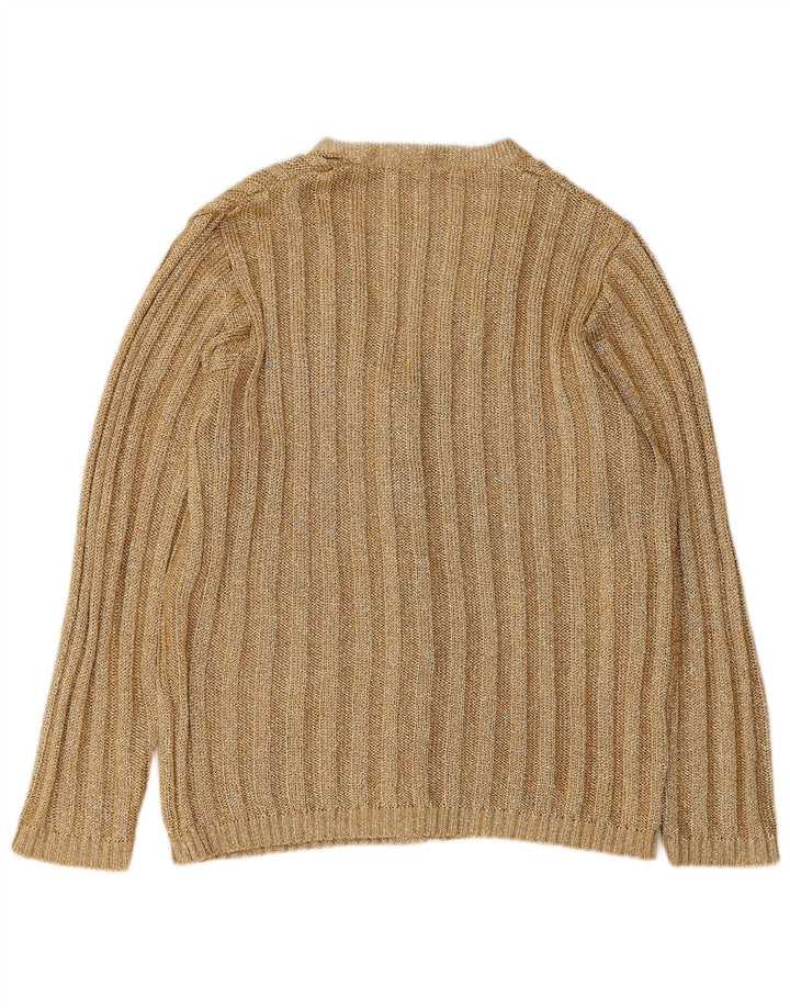 Sweter damski w stylu vintage, brytyjski 16, duży, złoty