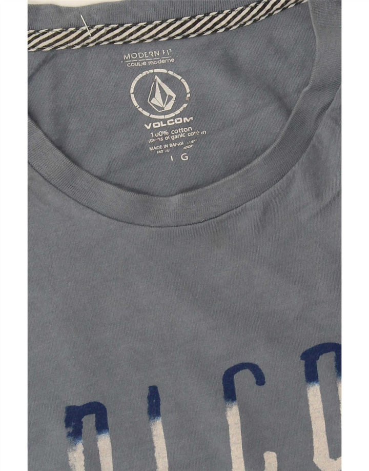 Męski T-shirt Volcom o nowoczesnym kroju z grafiką, duży, niebieski, bawełniany