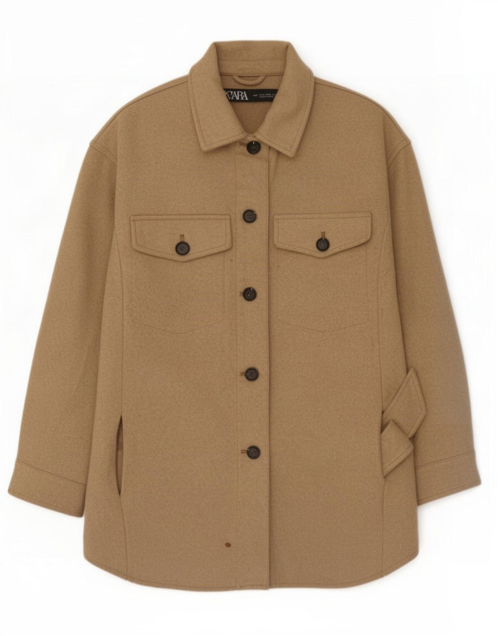 Damska kurtka oversize Zara UK 10, mała, beżowa, poliester