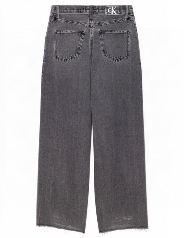 Damskie jeansy Calvin Klein z wysokim stanem i szeroką nogawką W27 L30 Szara bawełna