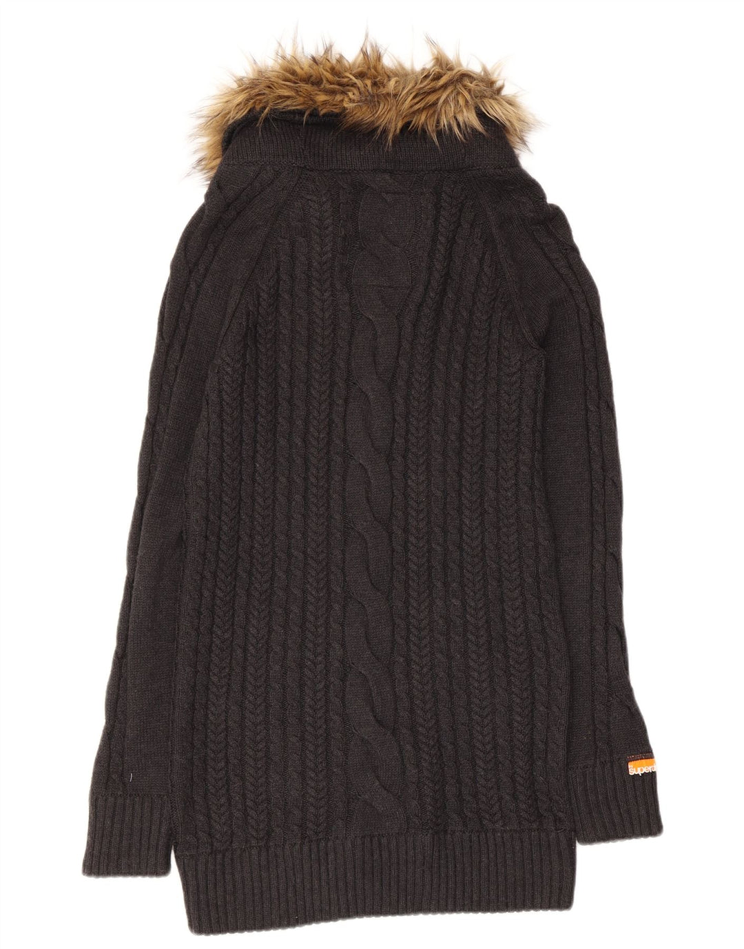 SUPERDRY Damski sweter z długim rękawem i golfem UK 12, średni szary