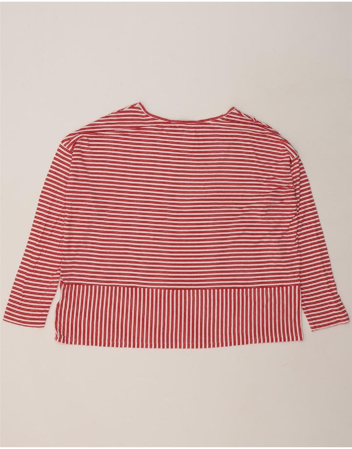 MARKS & SPENCER Womens Top Long Sleeve UK 20 2XL Red Striped Viscose Vintage Marks & Spencer and Second-Hand Marks & Spencer from Messina Hembry 