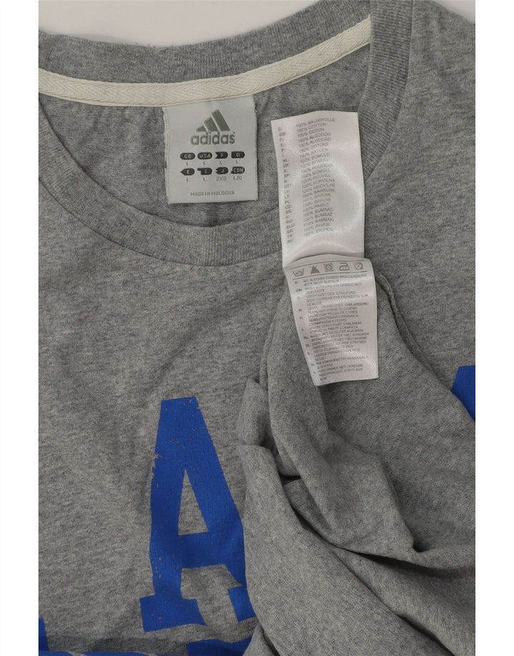 Męski T-shirt z grafiką ADIDAS, duży, szary, bawełniany