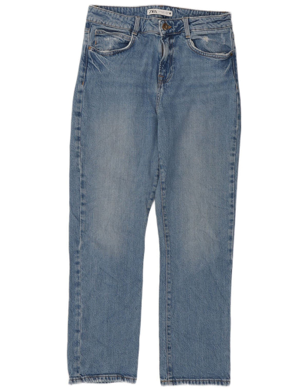 Damskie proste dżinsy Zara z wysokim stanem EU 40 Medium W30 L27 niebieskie