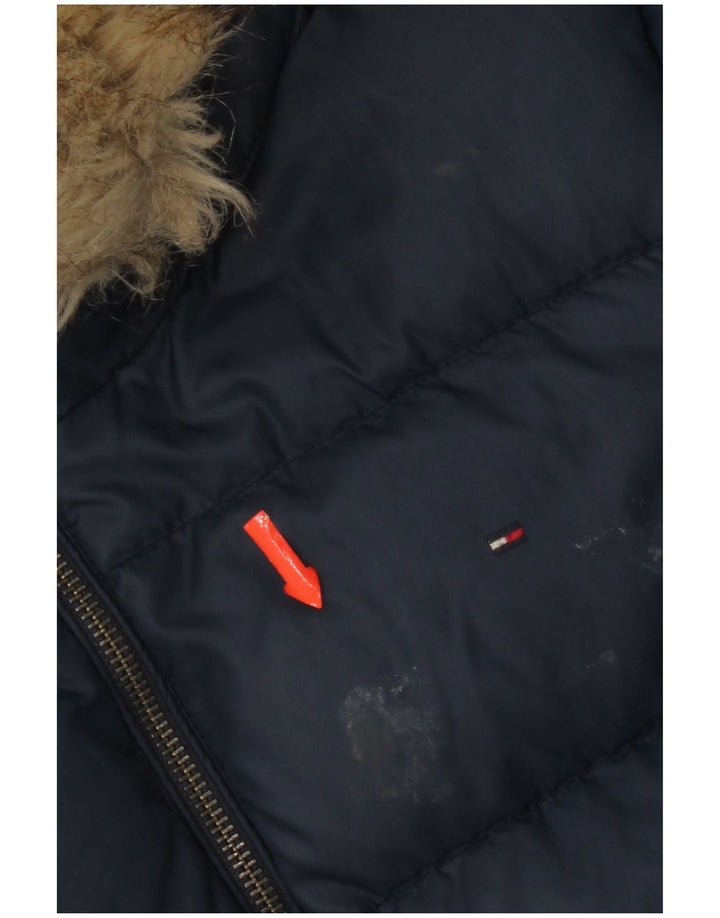 Wyściełana kurtka dziewczęca z kapturem i kapturem Tommy Hilfiger 15-16 lat, niebieska, poliestrowa