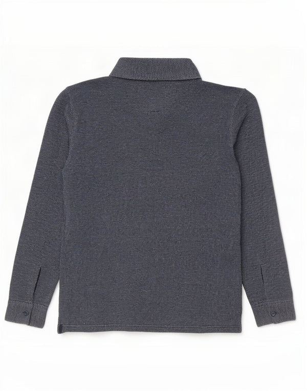 Męska koszulka polo Massimo Dutti o swobodnym kroju z długim rękawem, duża, granatowa, bawełniana
