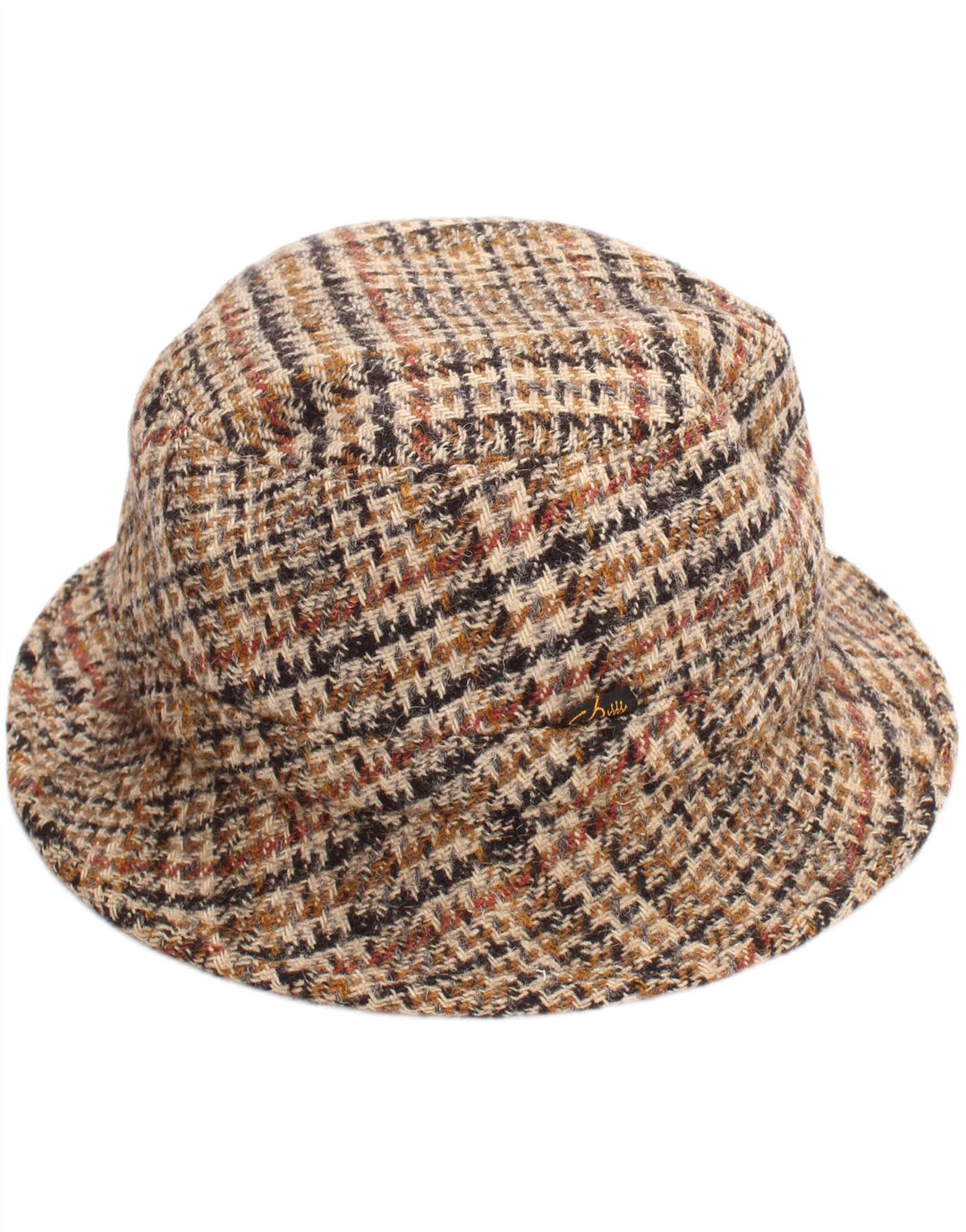 Vintage męski kapelusz typu Bucket, duży, beżowy, klasyczny w pepitkę