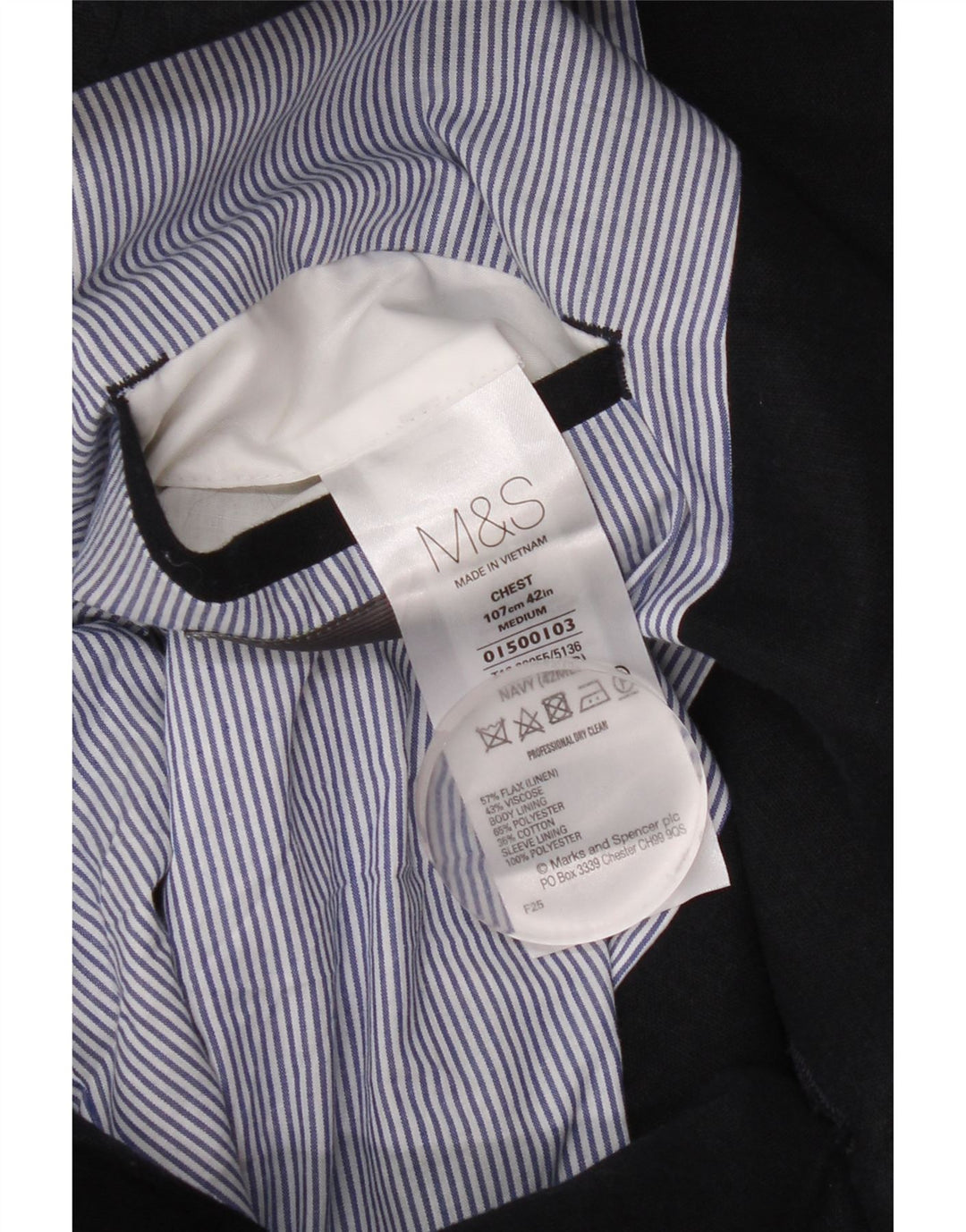 MARKS & SPENCER Męska marynarka zapinana na 2 guziki UK 42, duża, granatowa, lniana