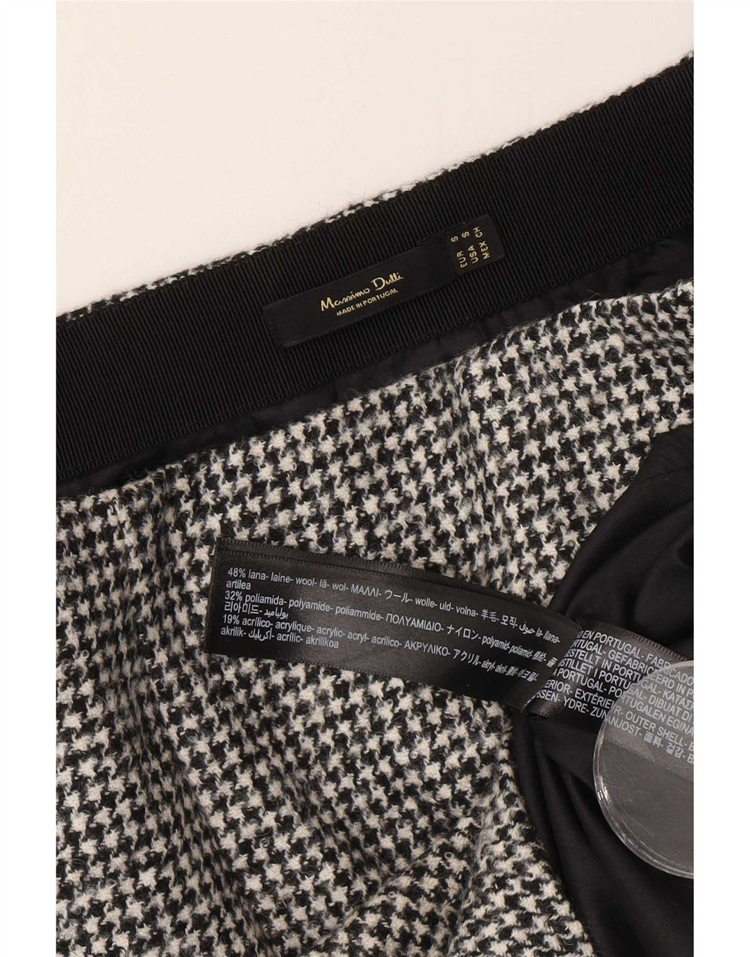 Spódnica mini damska Massimo Dutti mała W26 czarna pepitka wełniana