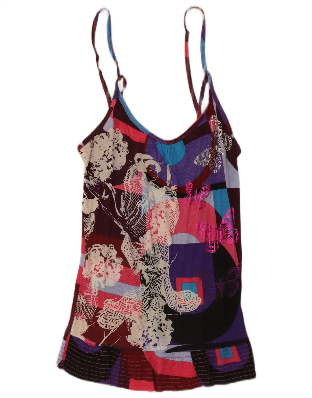 Damski top graficzny na ramiączkach Desigual UK 12, średni, wielobarwny motyl