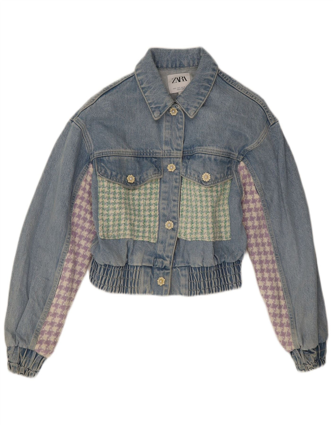 Damska kurtka dżinsowa Zara Crop UK 10 Small Blue Patchwork
