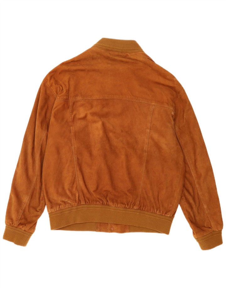 Vintage męska zamszowa kurtka bomber UK 40 duża brązowa skóra