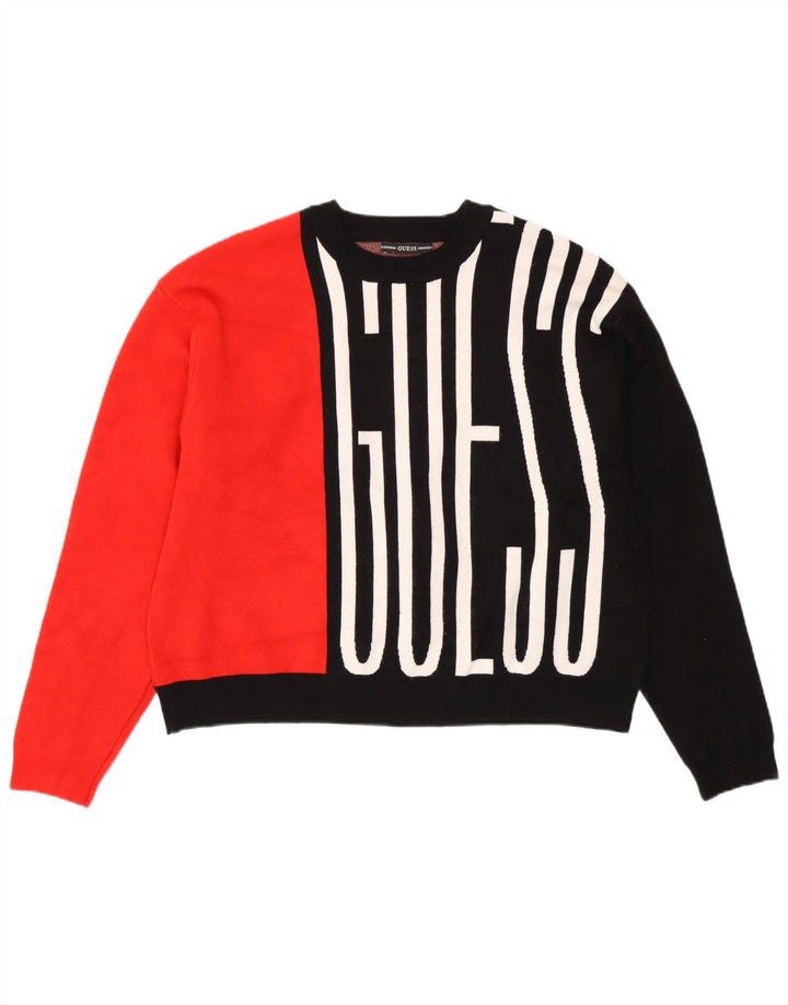 Damski sweter oversize z okrągłym dekoltem Guess UK 8, mały czarny