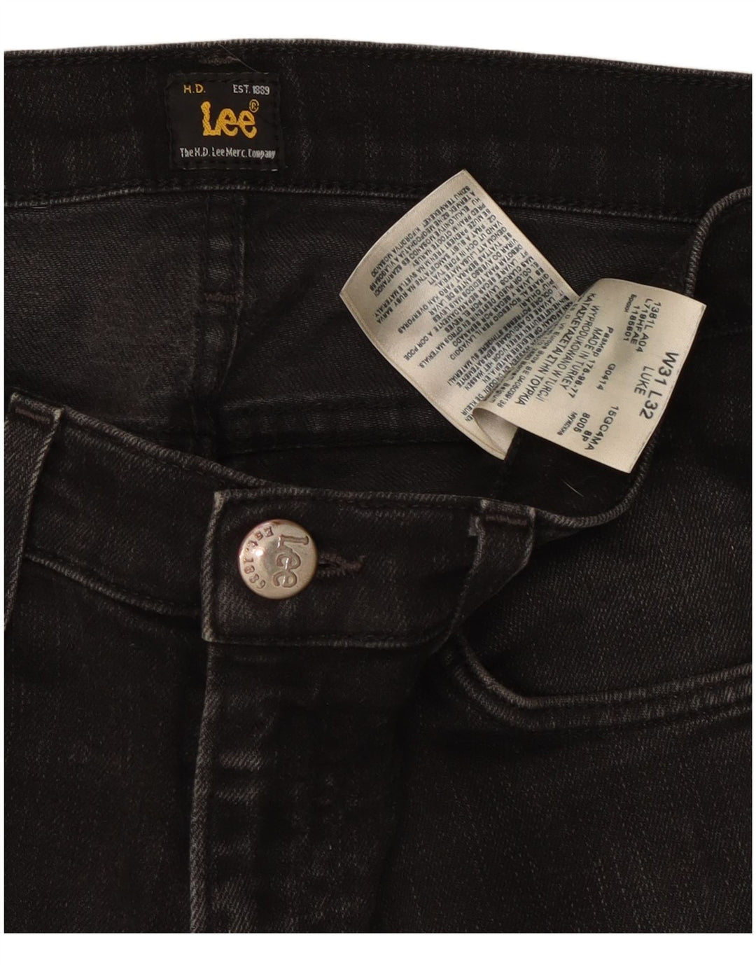 Lee Męskie Luke Slim Jeans W31 L28 Czarna bawełna
