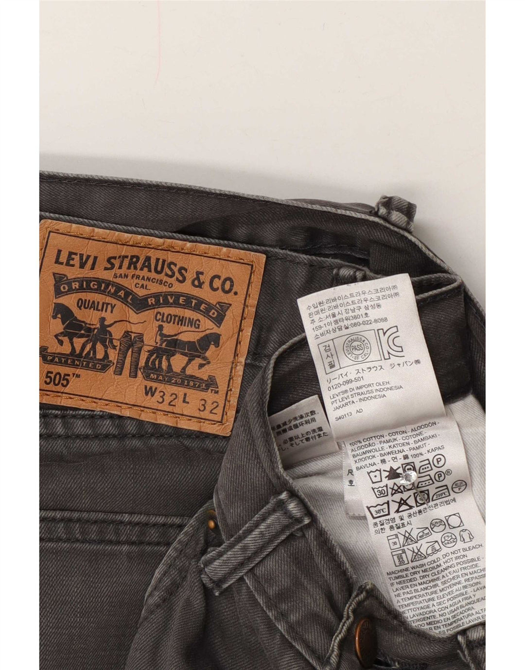 Męskie dżinsy Levi's 505 Straight W32 L32 Szara bawełna