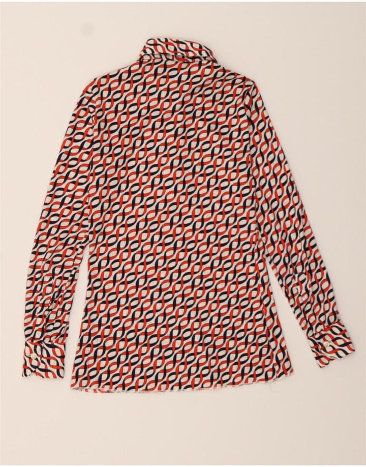 GIORDANO Womens Abstract Pattern Pullover Shirt UK 8 Small Red Vintage Giordano and Second-Hand Giordano from Messina Hembry 