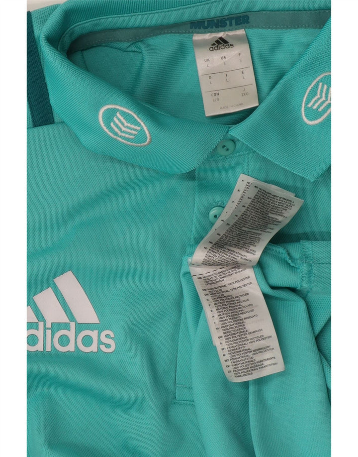 Męska koszulka polo Adidas Munster Rugby Graphic, duża niebieska, poliester