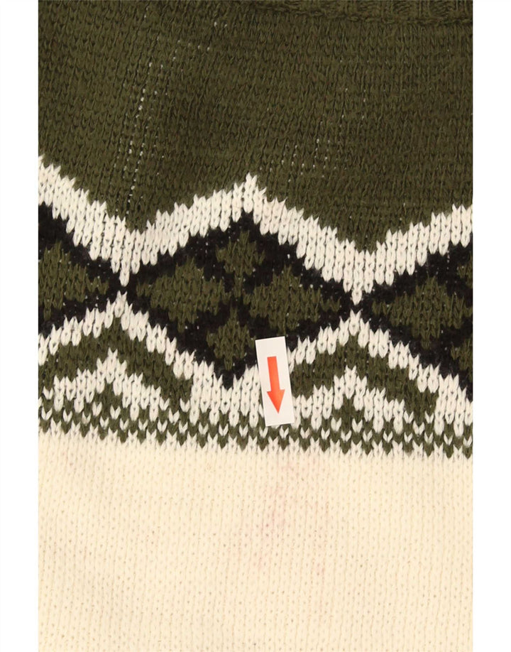 Vintage męski sweter z golfem, duży, zielony, geometryczny