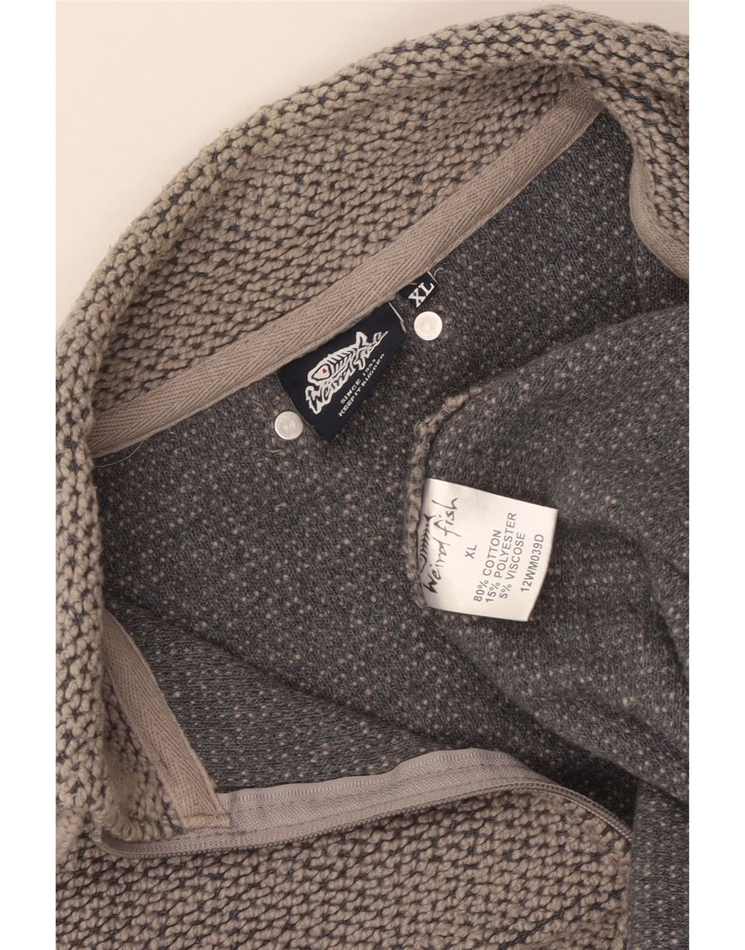 Męska bluza zapinana na zamek WEIRD FISH XL, szara, bawełniana
